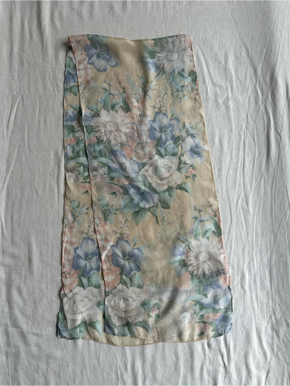 Liz Claiborne Floral Scarf in Cream, Blue, Green and Pink